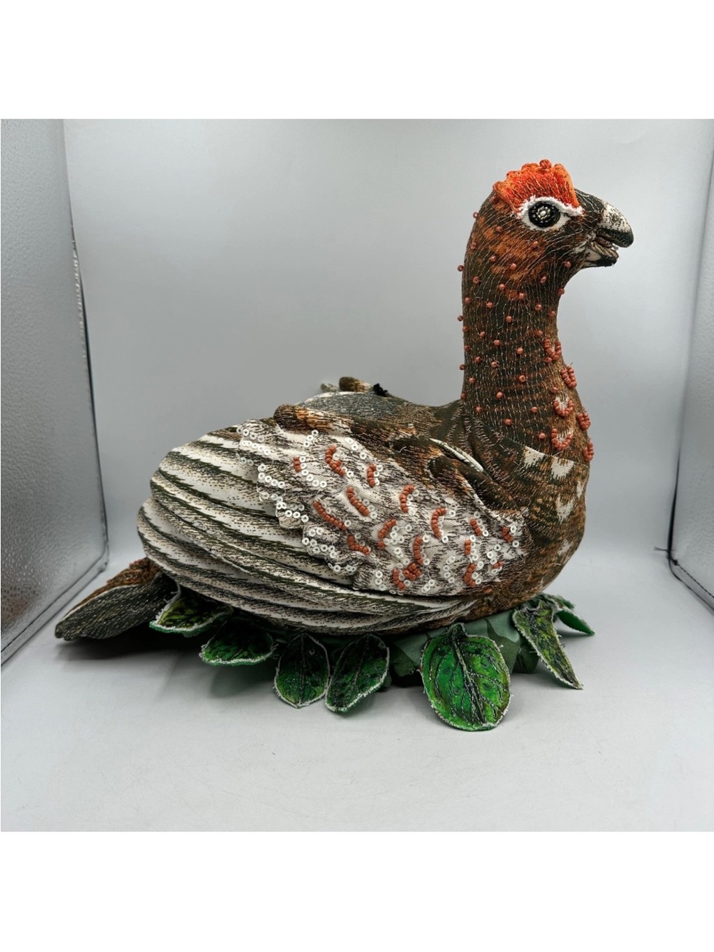 NWT John Darian Decorative Brown Textile Grouse Bird Pillow Accent - Brand: